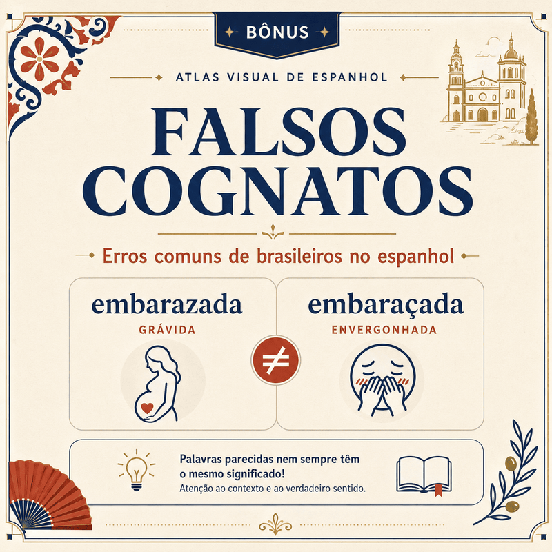 Mockup do bônus 1 — Atlas de Falsos Cognatos para Brasileiros